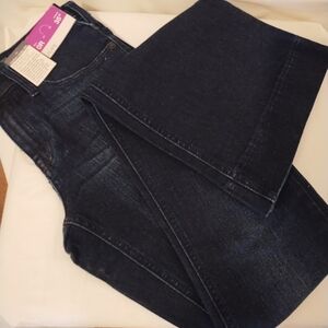 MOSSIMO HI-RISE FLARE DARK DENIM FITTED HIP & THIGH WOMEN'S JEANS SIZE 0/25 R